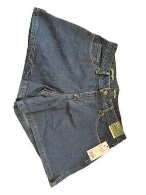 Women's Mid-Rise 4 Inch Inseam Jean Shorts Dark Wash Size 10
C1